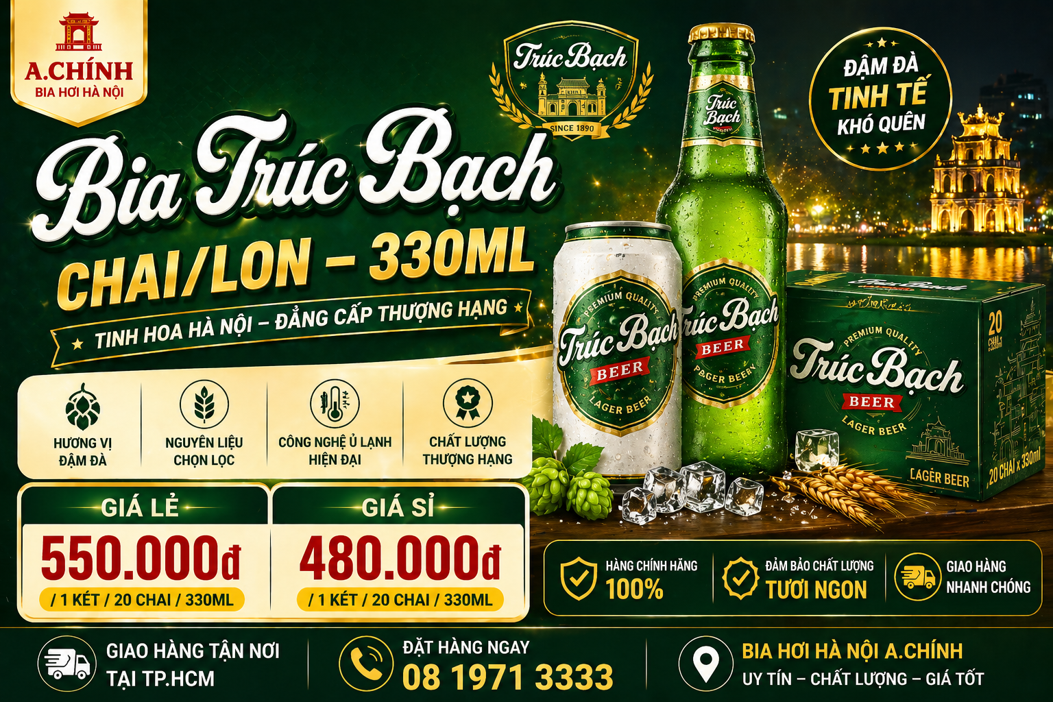 Bia Trúc Bạch 330ml Mua Ở TPHCM Ở Đâu Giá Tốt, Chính Hãng?