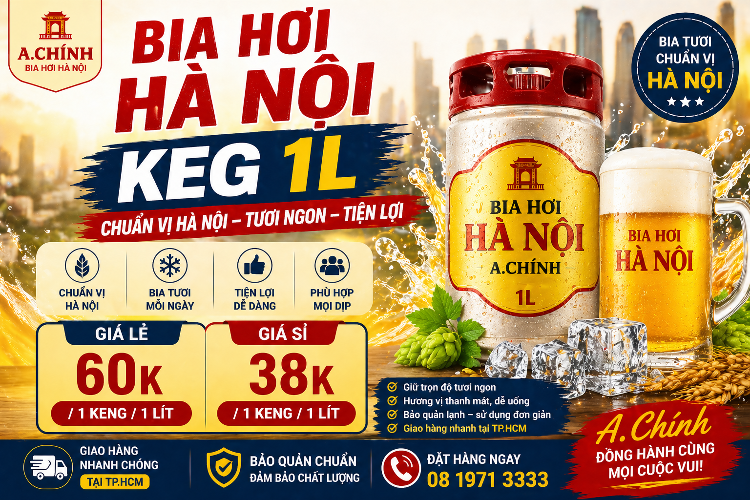 Bia Hơi Hà Nội Keg 1 Lít Mua Ở TPHCM Ở Đâu Uy Tín, Giá Tốt?