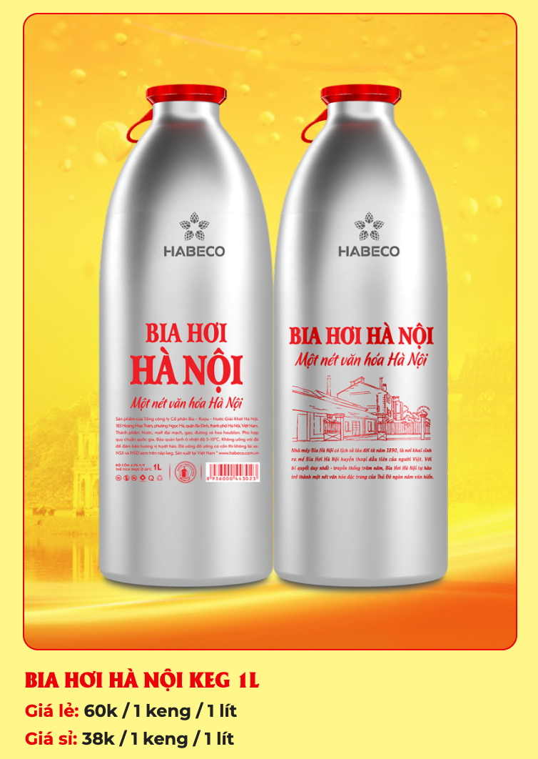 Bảng giá bia hơi Hà Nội Keg 1L tại A.Chính