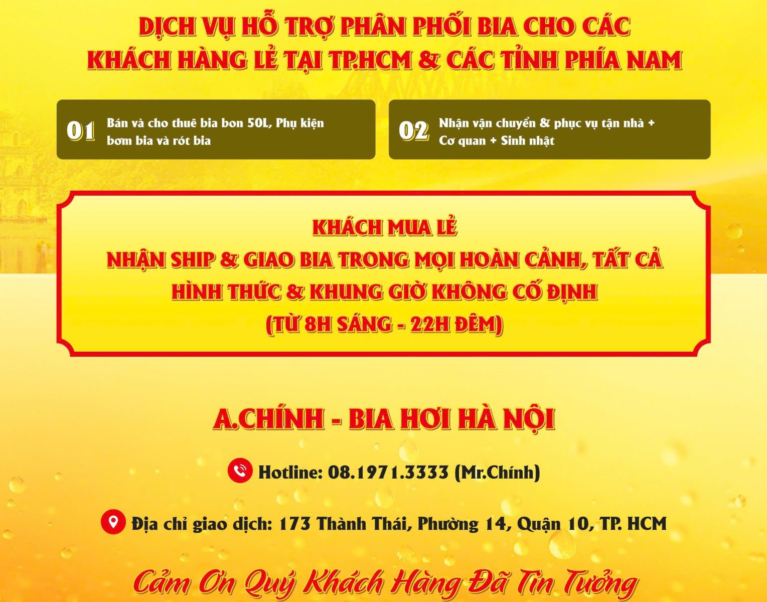 mua bia hơi Hà Nội ở Sài Gòn, khách hàng lựa chọn bia hơi Hà Nội A.Chính